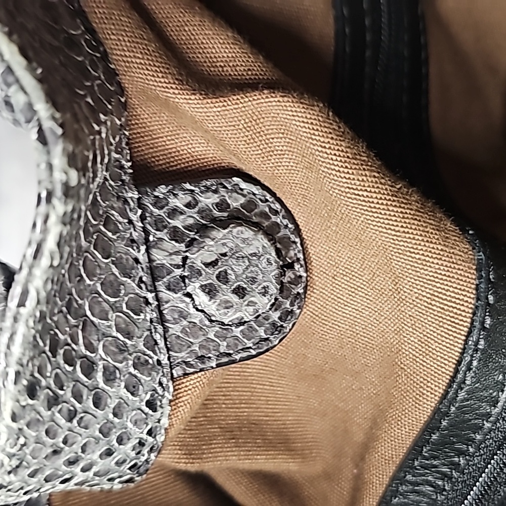 Cole Haan Gray Snake-Embossed Tote with Top Handles - Picture 10 of 13